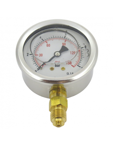 Manómetro glicerina inoxidable para fumigación 63MM 0-10 1/4"