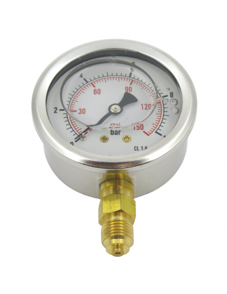 Manómetro glicerina inoxidable para fumigación 63MM 0-10 1/4"