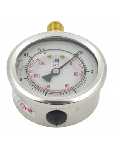 Manómetro glicerina inoxidable para fumigación 63MM 0-10 1/4"