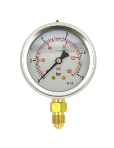 Manómetro glicerina inoxidable para fumigación 63MM 0-10 1/4"