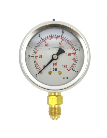 Manómetro glicerina inoxidable para fumigación 63MM 0-10 1/4"