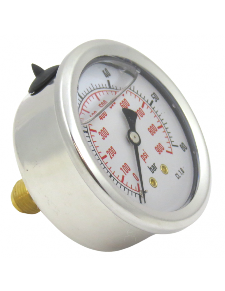 Manómetro Glicerina Inox. Dia. 63 mm 0-60 Bar Post 1/4