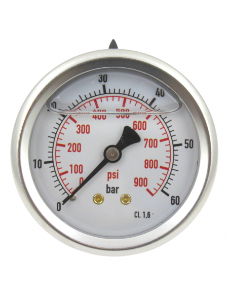 Manómetro Glicerina Inox. Dia. 63 mm 0-60 Bar Post 1/4
