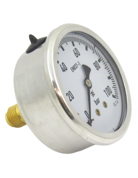 Manómetro Glicerina Inox. Dia. 63 mm 0-60 Bar Post 1/4