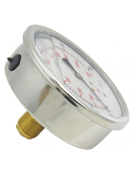 Manómetro de glicerina INOX de Ø 100 mm 0-60 Bar grande rosca 1/2".