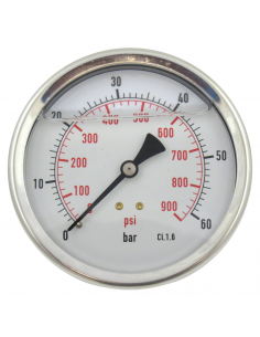 Manómetro de glicerina INOX de Ø 100 mm 0-60 Bar grande rosca 1/2".