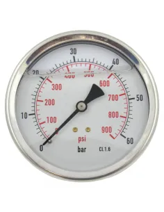 Manómetro de glicerina INOX de Ø 100 mm 0-60 Bar grande rosca 1/2".