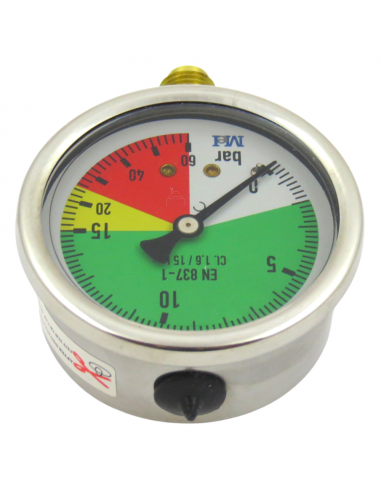 Manómetro Glicerina Isométrico Inox. Ø 63 Mm. 0-20/60 Bar. 1/4"
