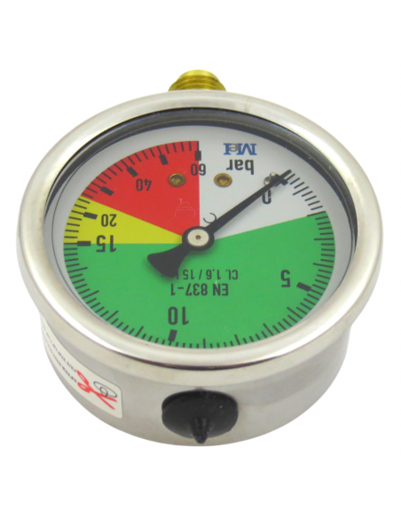 Manómetro Glicerina Isométrico Inox. Ø 63 Mm. 0-20/60 Bar. 1/4"