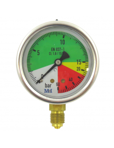 Manómetro Glicerina Isométrico Inox. Ø 63 Mm. 0-20/60 Bar. 1/4"