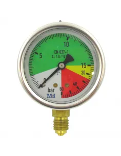 Manómetro Glicerina Isométrico Inox. Ø 63 Mm. 0-20/60 Bar. 1/4"