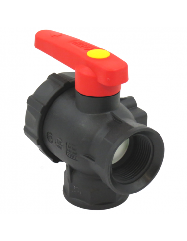 Válvula de bola 3 vías de flujo continuo 1"1/4
