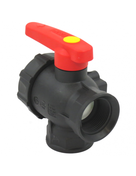 Válvula de bola 3 vías de flujo continuo 1"1/4