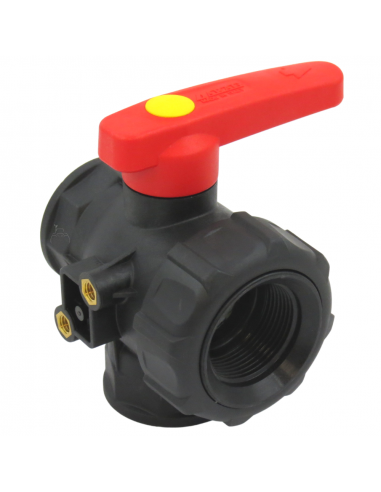 Válvula de bola 3 vías de flujo continuo 1"1/4