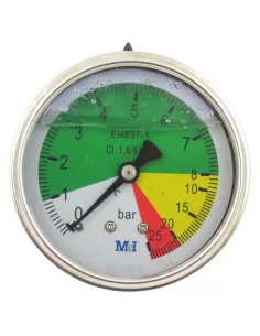 Manómetro Glicerina Isométrico Inox. Ø 63 Mm. 0-20/60 Bar. 1/4"