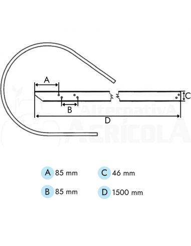 Chapa recogedor pick up 1500 x 45 mm empacadora Welger
