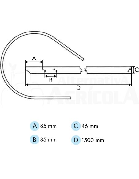 Chapa recogedor pick up 1500 x 45 mm empacadora Welger
