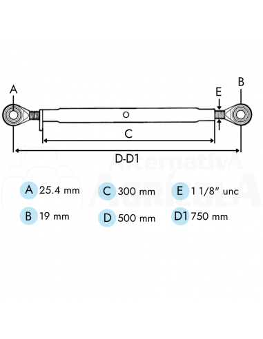 Tercer punto tractor John Deere reforzado cuerpo central en fundición Bolas 19-25mm