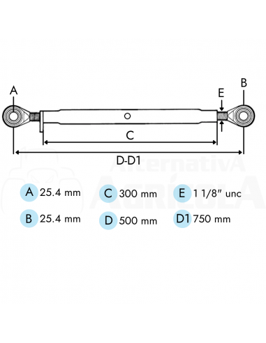Tercer punto tractor John Deere reforzado cuerpo central en fundición Bolas 25-25mm