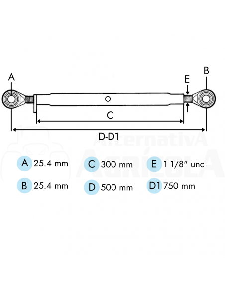 Tercer punto tractor John Deere reforzado cuerpo central en fundición Bolas 25-25mm
