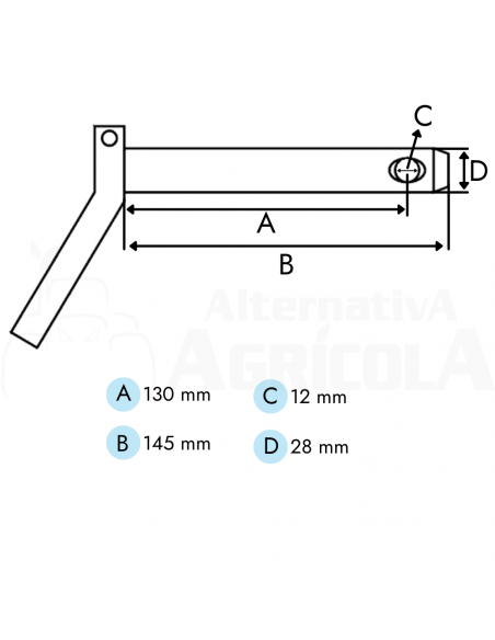 Bulón 28 x 130 mm con asa y cadena