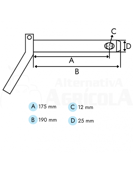 Bulón con asa y cadena 25x175 mm