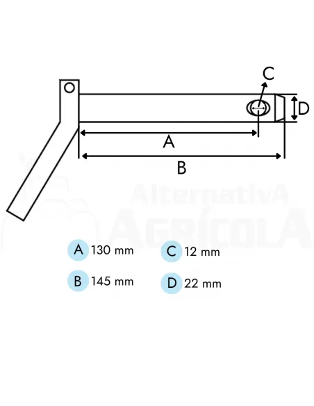 Bulón 22 x 130 mm con asa y cadena