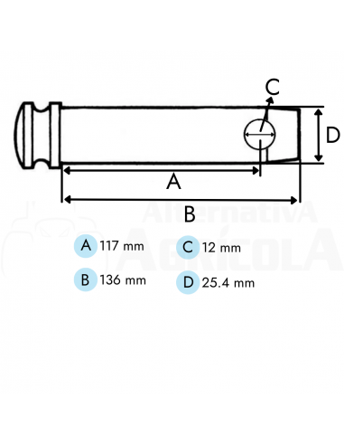Bulón 25.4 x 130 mm con cabeza