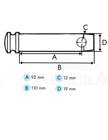 Bulón 19 x 92 mm con cabeza