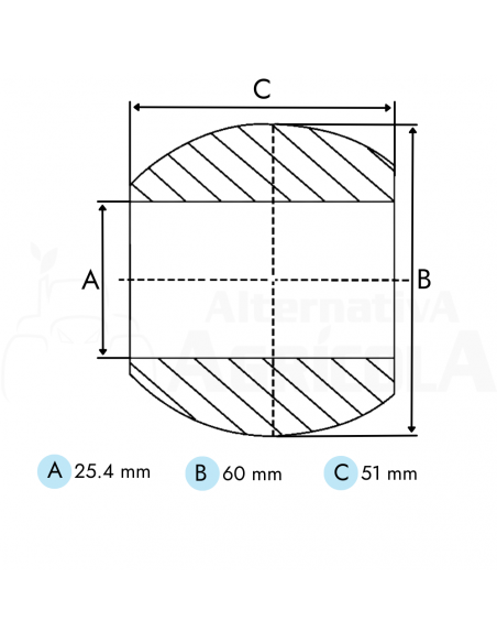 Bola tercer punto 25.4 x 60 mm