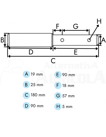 Bulón doble 19 - 25 mm