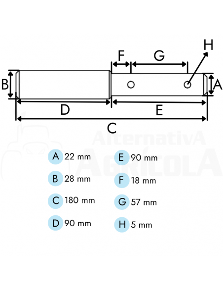 Bulón doble 22 - 28 mm