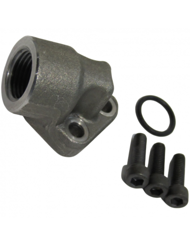 Brida en codo rosca hembra 1/2" para bombas hidráulicas