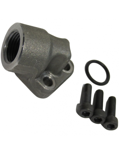 Brida en codo rosca hembra 1/2" para bombas hidráulicas