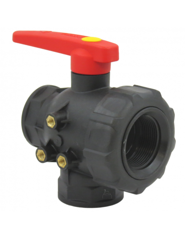 Válvula de bola 3 vías de flujo continuo 1"1/4