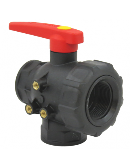 Válvula de bola 3 vías de flujo continuo 1"1/4