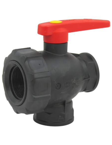 Válvula de bola 3 vías de flujo continuo 1"1/4