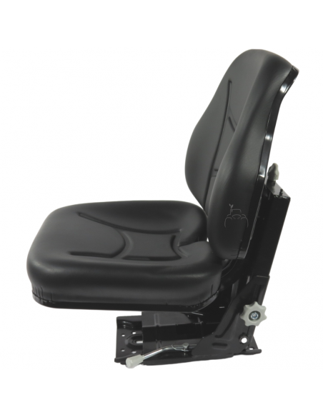 Asiento PVC negro con base suspensión mecánica