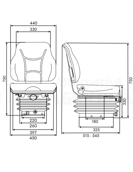 Asiento de tela gris suspensión mecánica
