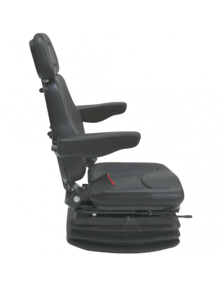 Asiento PVC negro con base suspensión mecánica