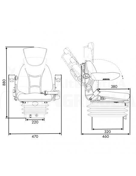 Asiento lujo suspensión mecánica y base giratoria