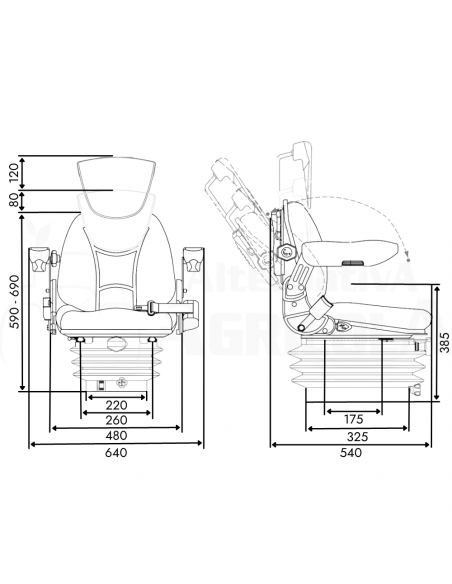 Asiento tela con base suspensión mecánica 200 giratorio