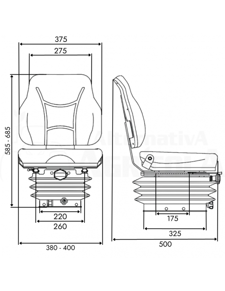 Asiento tela con base suspensión mecánica 105