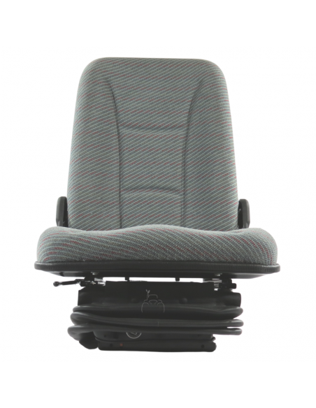 Asiento neumático 12V base 210 con respaldo alto en tela