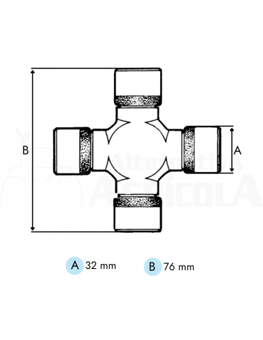 Cruceta 32 x 76 mm cardan transmisión