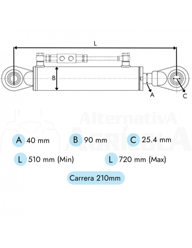 Tercer Punto Hidráulico 40-80/90-210 Rótulas fijas Ø25.4
