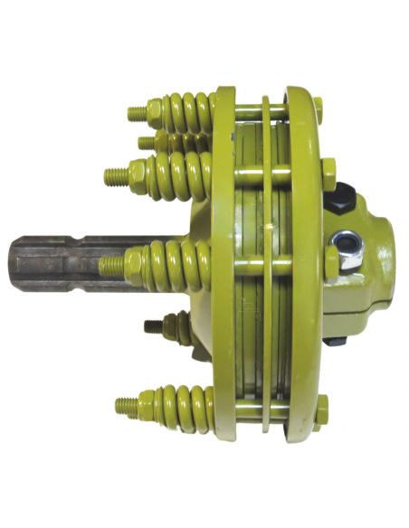 Embrague adaptador eje macho 1"3/8 Z6 y hembra 1"3/8 Z6 con 4 discos Ø200mm