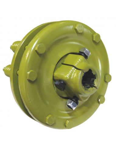 Embrague adaptador eje macho 1"3/8 Z6 y hembra 1"3/8 Z6 con 4 discos Ø200mm