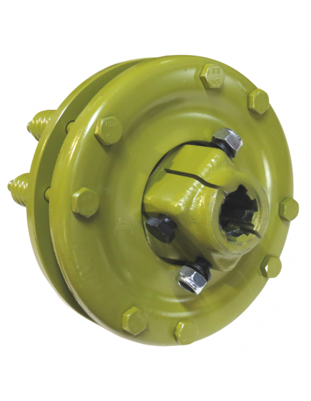 Embrague adaptador eje macho 1"3/8 Z6 y hembra 1"3/8 Z6 con 4 discos Ø200mm