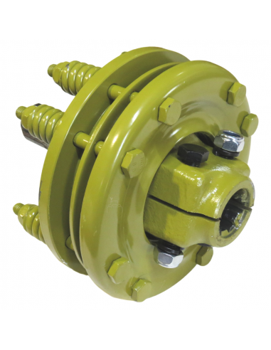 Embrague adaptador eje macho 1"3/8 Z6 y hembra 1"3/8 Z6 con 4 discos Ø200mm